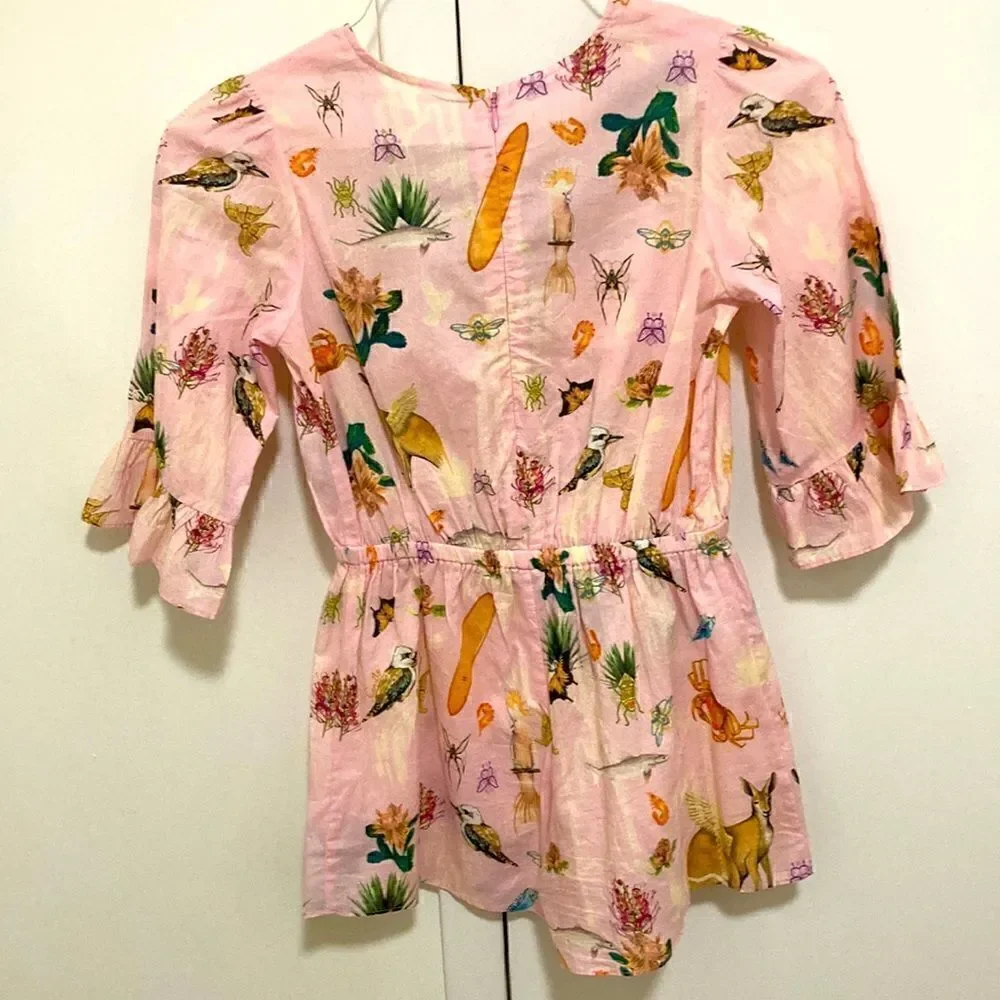 Milla by Camilla NWOT Girls Pink Nature Print Cotton Playsuit. Size 10
